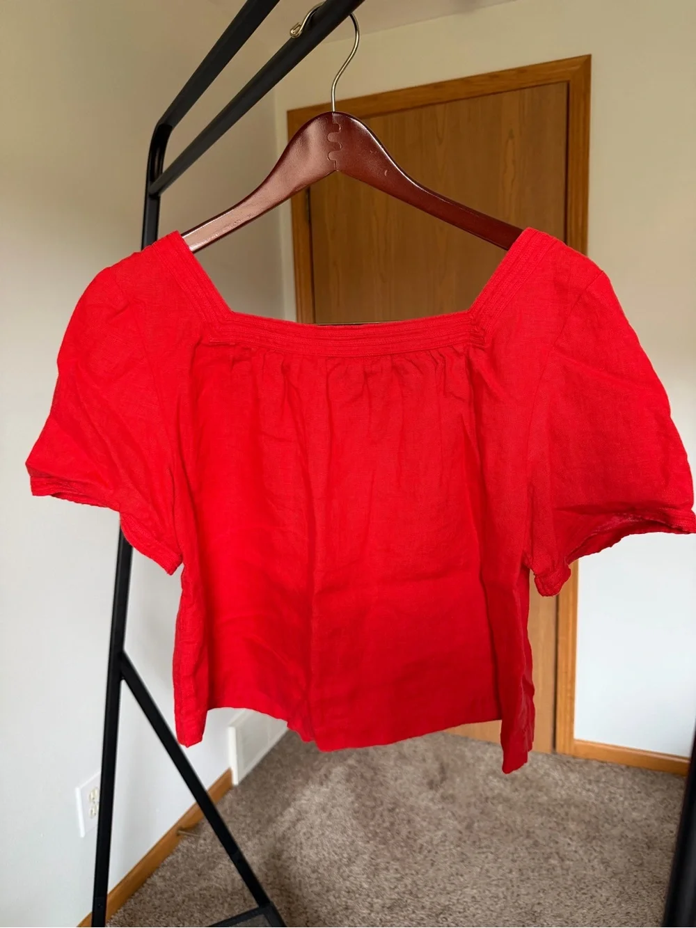 J. Crew Vibrant Red Square-Neck Top
